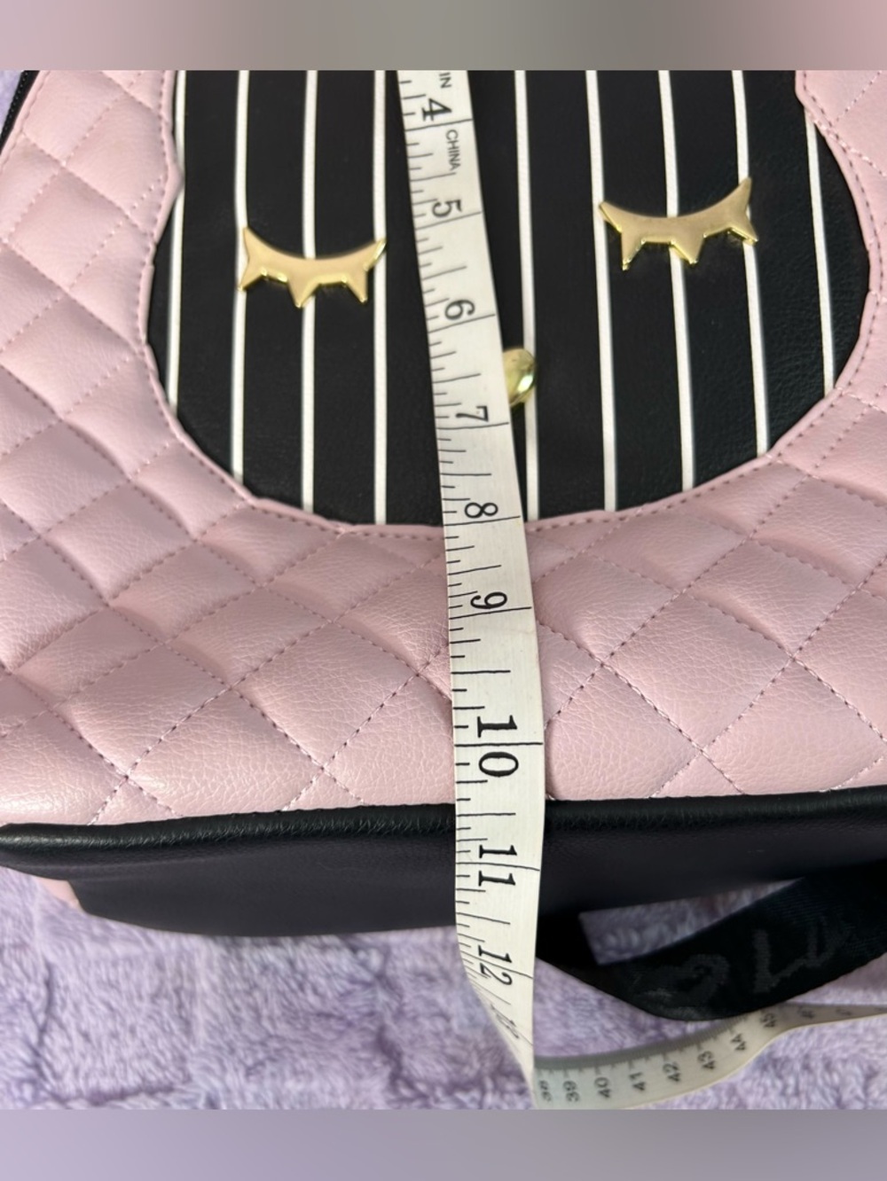 Betsey Johnson Kitty Backpack - Pink, Black and White with Cat Face on Front - Picture 8 of 9